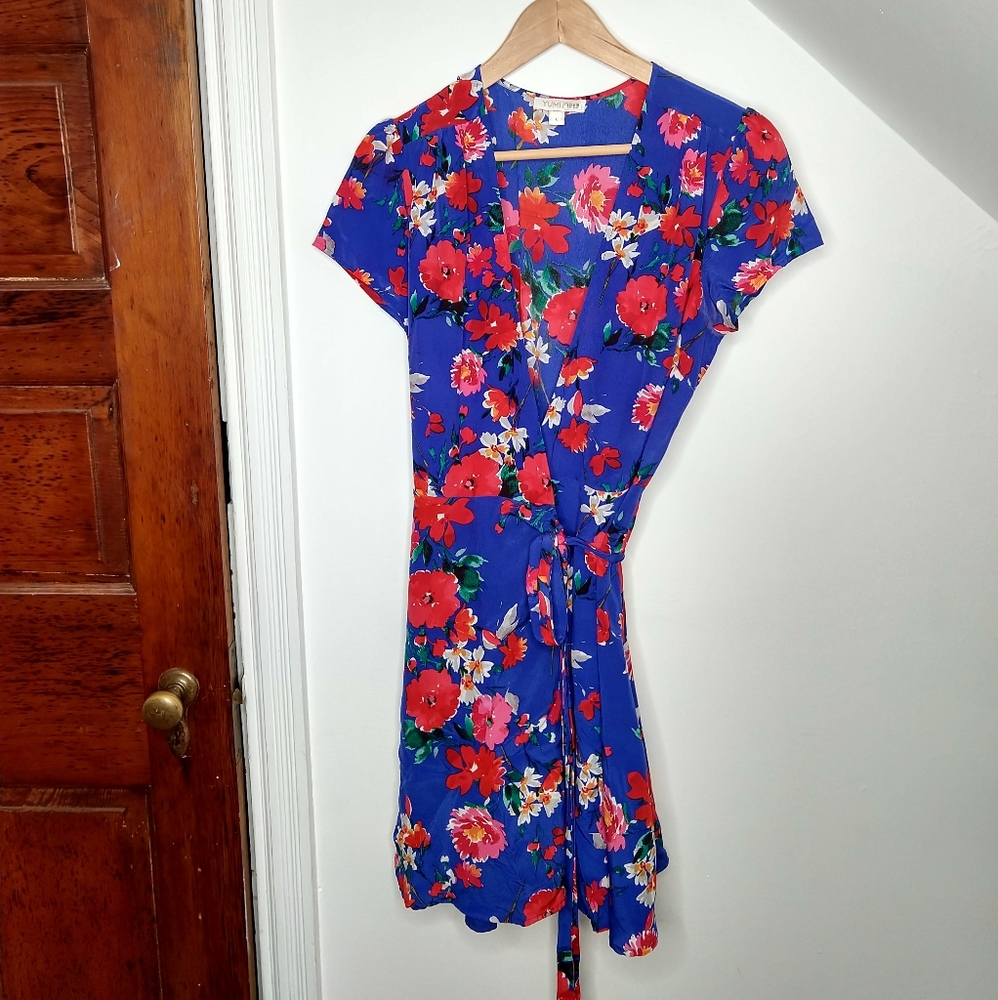 YUMI KIM Sunnyside Marine Silk Kennedy Wrap Dress